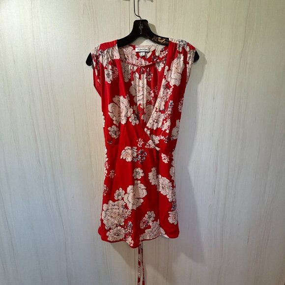 Yumi Kim Soho Mixer Silk Wrap Dress in Sweet Jasmine Red, XS - Picture 4 of 7